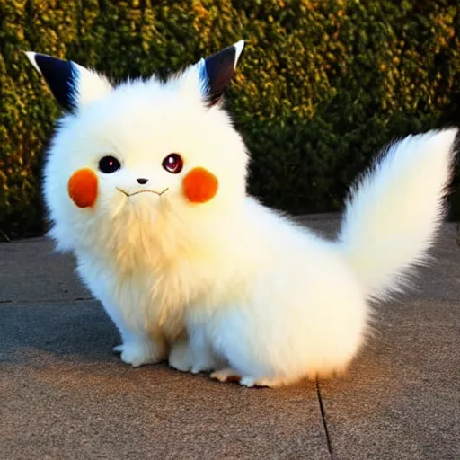 Image similar to real life Pokemon, cute!!!, fluffy!!!, ultra realistic!!!, golden hour, sharp focus