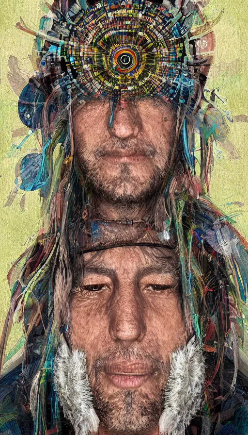 Image similar to portrait of a digital shaman, by studio 4 c