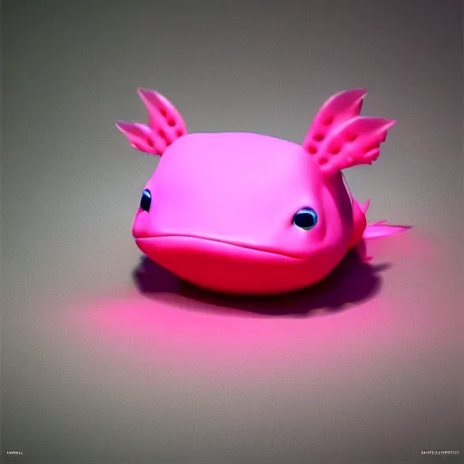 Prompt: neon pink axolotl with cute round face sitting a bucket, forest background, award winning art, trending on artstation, digital art, painting, matte painting, hyper realistic, realism, photography, unreal engine 5, video game