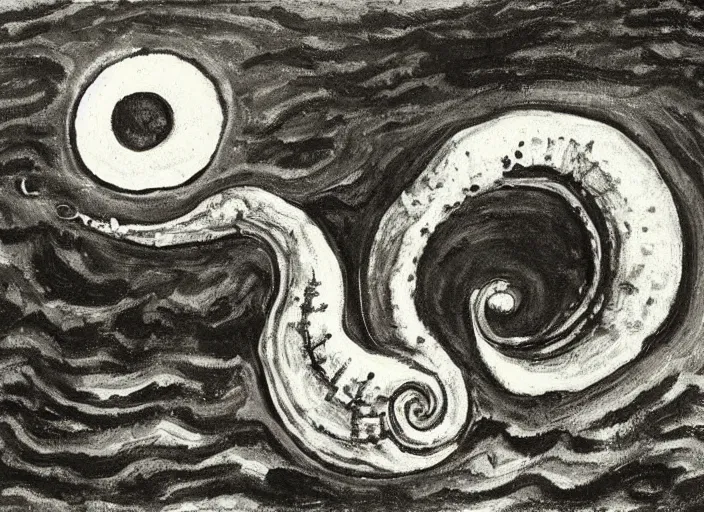 Image similar to a snail on the beach under the moon, by chaim soutine, by mc escher,