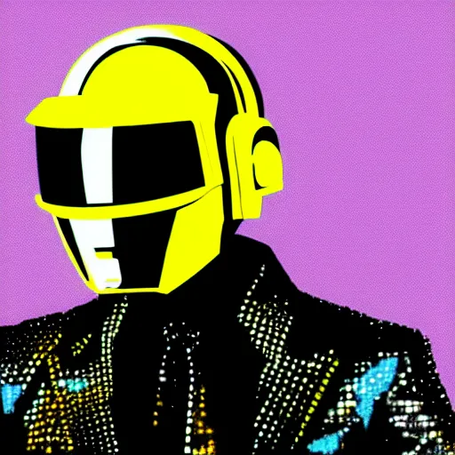 Image similar to daft punk concert in 1 bit art style