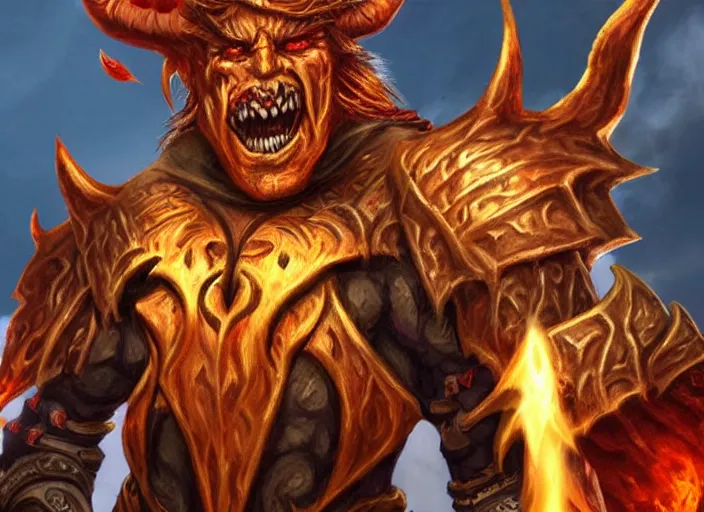 Prompt: donald trump as demon in world of warcraft