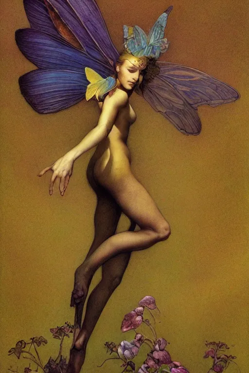 Image similar to full body portrait of a faerie, golden ratio, detailed, rainbowshift, by jean - baptiste monge and maxfield parrish and artgerm