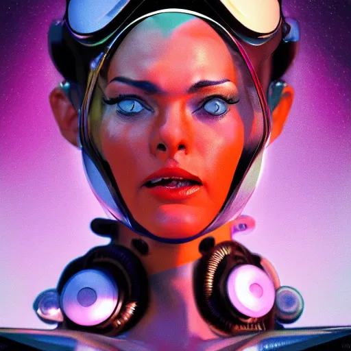 Prompt: womans angry face, retro futurism, bright, colorful, syd mead, norman rockwell, junichi higashi, isamu imakake, 4 k resolution, octane render, intricate, balance, ultra detailed, full shot, white background, volumetric lighting, cinematic lighting + masterpiece,