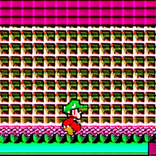 Image similar to Super Mario turns pink and dies SNES glitch