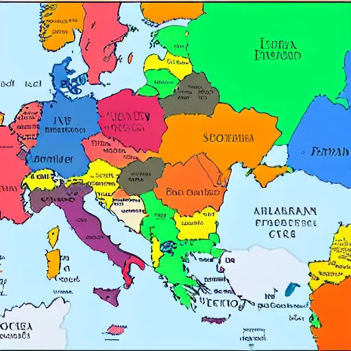 Image similar to a colored political map of europe. no labels or text. professional design, simple, controversial