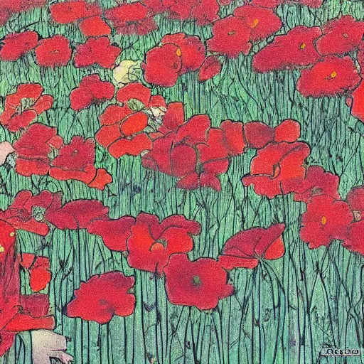 Prompt: flowers by Ito Junji, manga