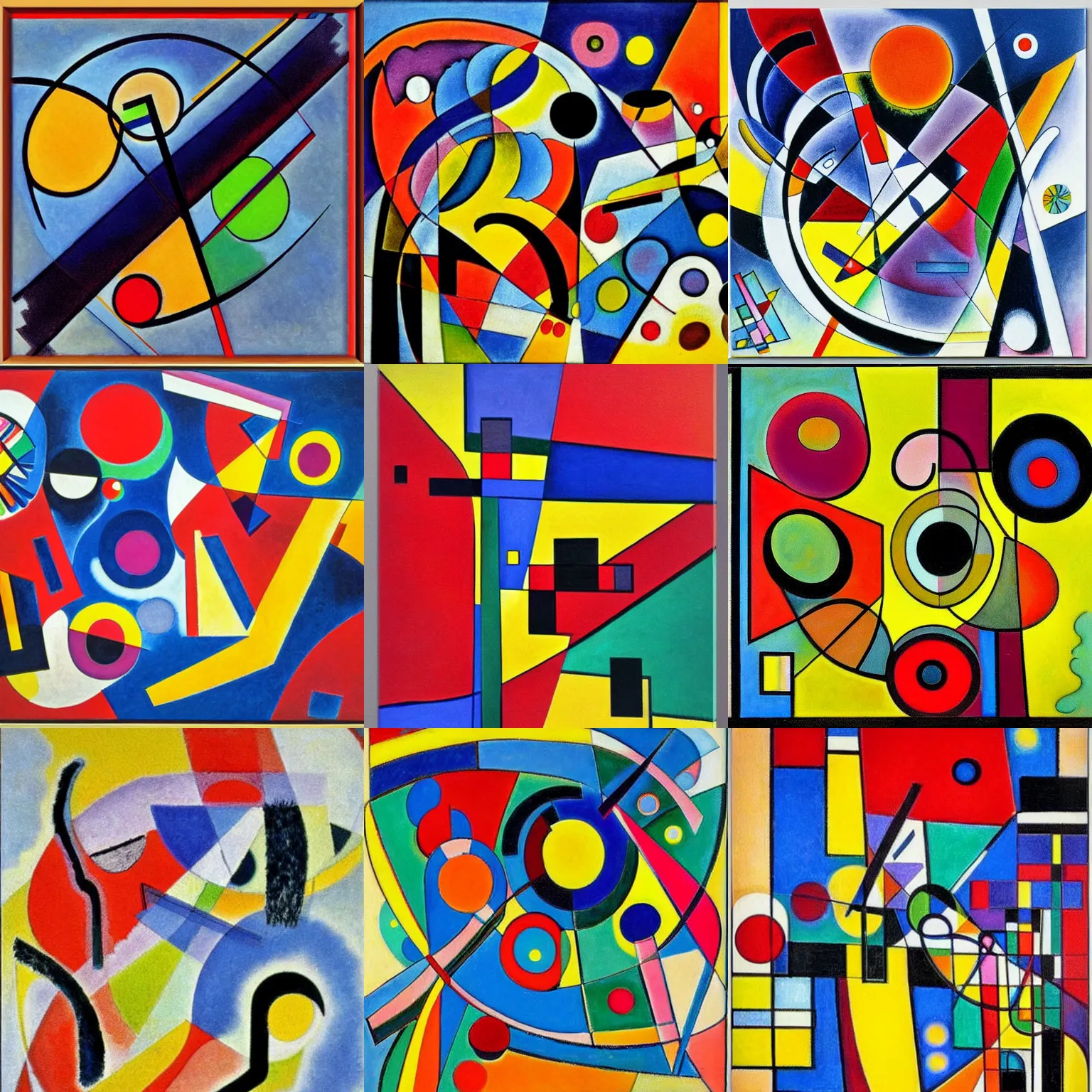 Prompt: an abstract artwork, Vaserely, Kandinsky, Mondrian, Pollock