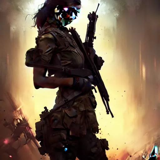 Image similar to only the dead have seen the end of war, artwork by artgerm, danger lurking in the night, fear of death, rendered in pov - ray, style of greg rutkowski and jackson pollock