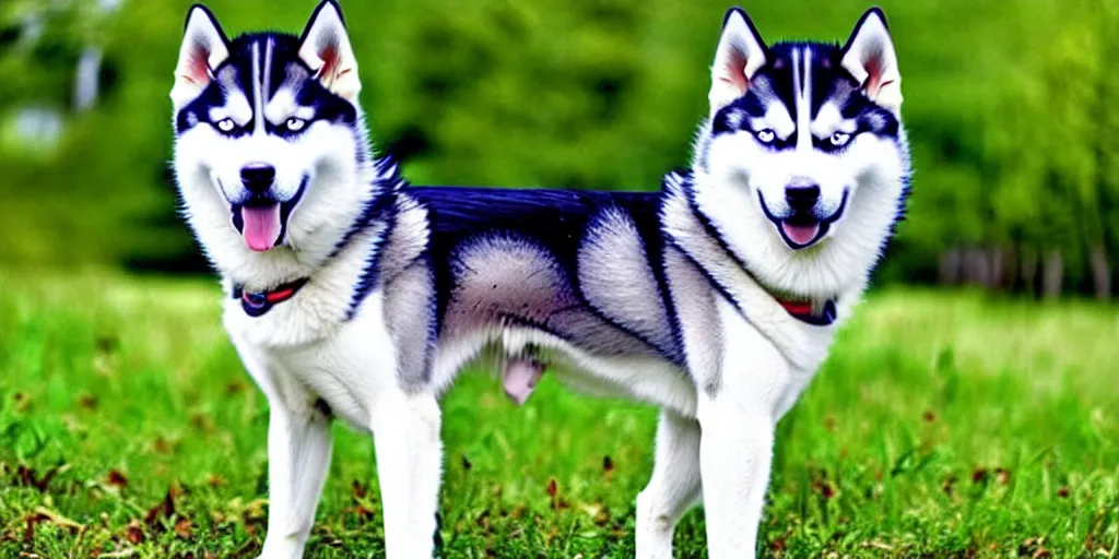 Image similar to Siberian Husky Mix Dogs, 4K quality Photorealismn