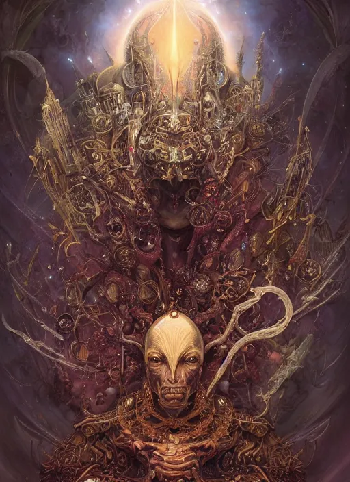 Image similar to a portrait of the girk hierophant, fantasy portrait made of fractals, ultra realistic, wide angle, intricate details, the fifth element artifacts, highly detailed by peter mohrbacher, hajime sorayama, wayne barlowe, boris vallejo, aaron horkey, gaston bussiere, craig mullins