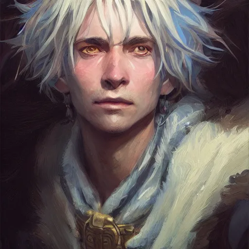 Prompt: howl from howl's moving castle as a realistic fantasy d & d character, closeup portrait art by donato giancola and greg rutkowski, realistic face, digital art, trending on artstation, symmetry!!