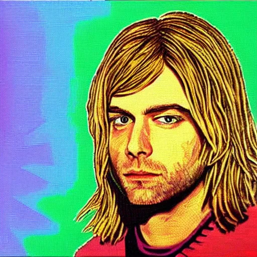 Image similar to kurt cobain op art,