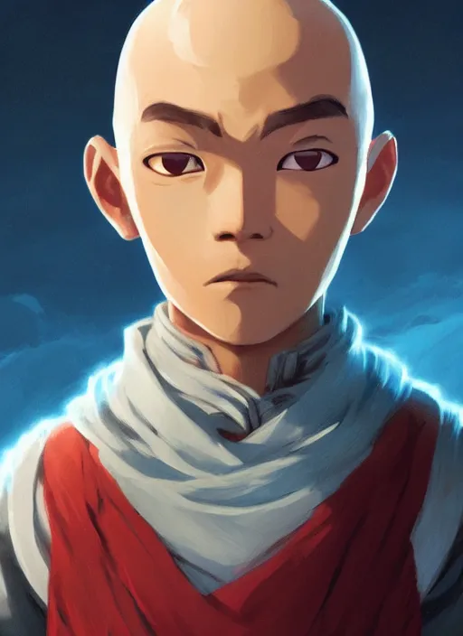 Image similar to highly detailed portrait of aang the last airbender, unreal engine, fantasy art by greg rutkowski