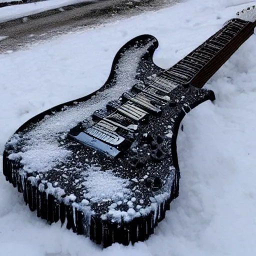 Prompt: electric guitar made of ice