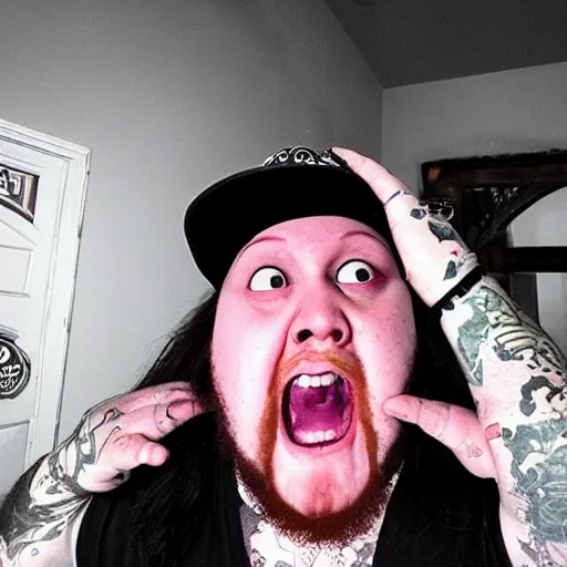 Image similar to timthetatman frightened inside a haunted house