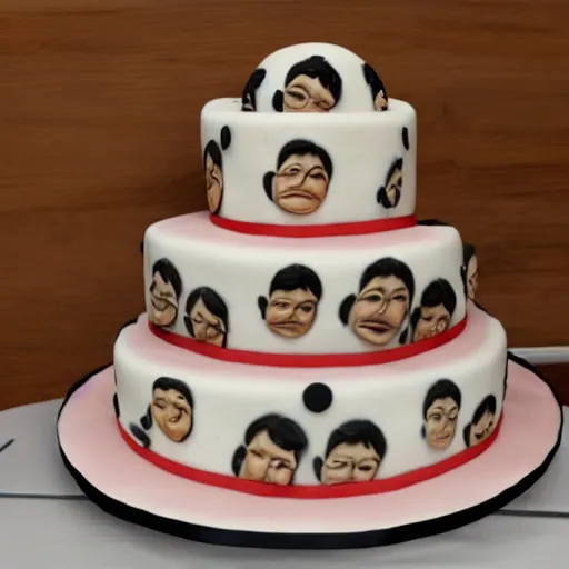 Prompt: a cake made of noses