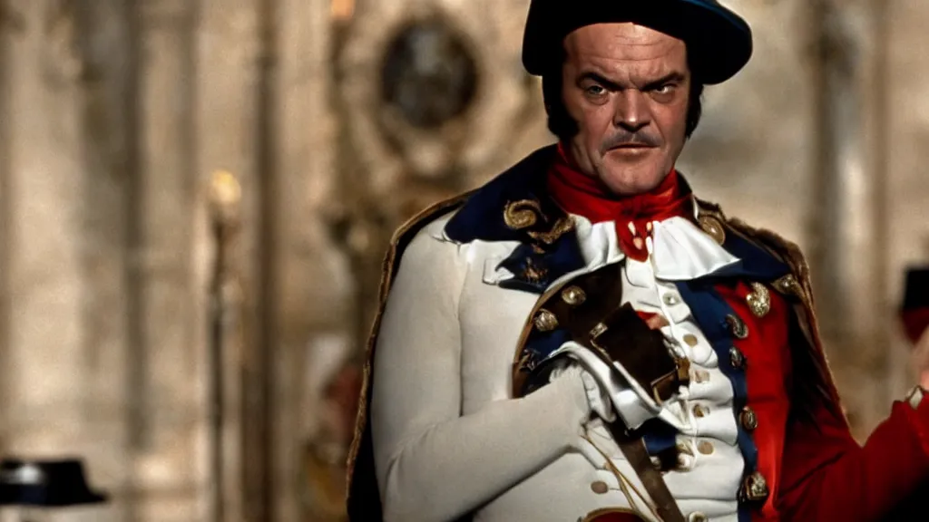 Prompt: jack nicholson as napoleon, seventies cinema, vintage, cinematic lighting, ultra realistic, panavision, wide screen, vibrant color