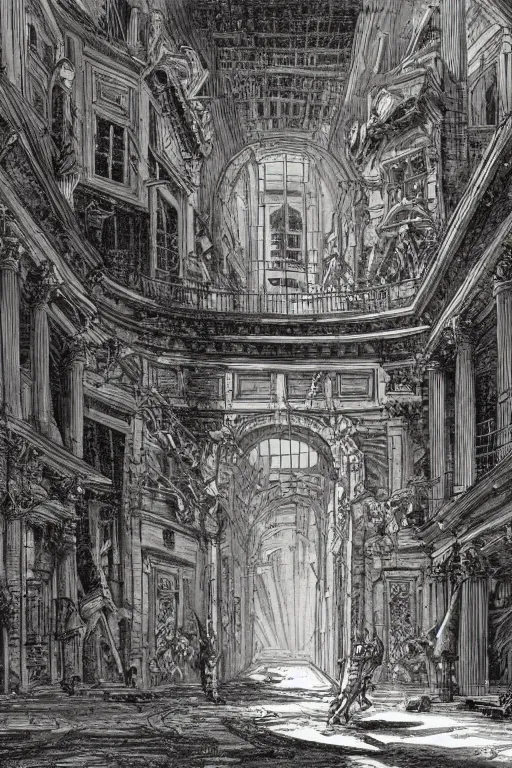 Image similar to portal to a baroque city in a parallel universe; by François Schuiten, by Giovanni Battista Piranesi, by Pendleton Ward