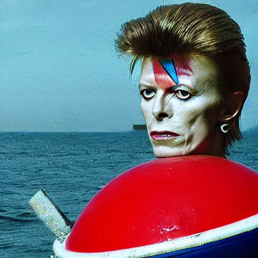 Prompt: david bowie as a buoy