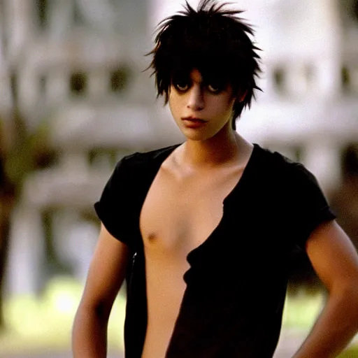 Prompt: a film still of L from death note in city of god(2002)