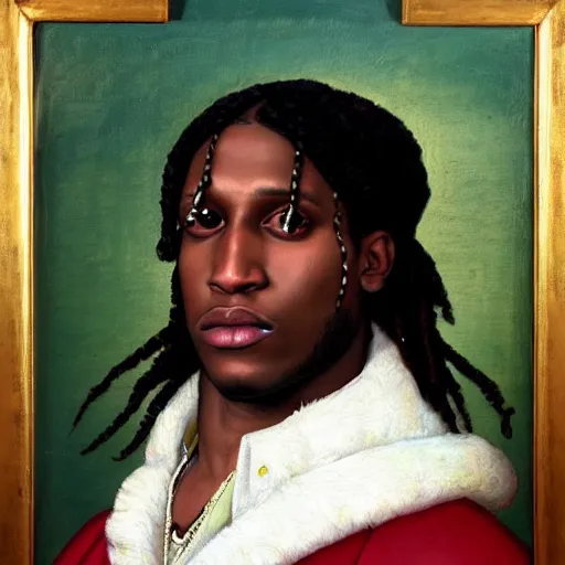 Prompt: a renaissance style portrait painting of a$ap rocky