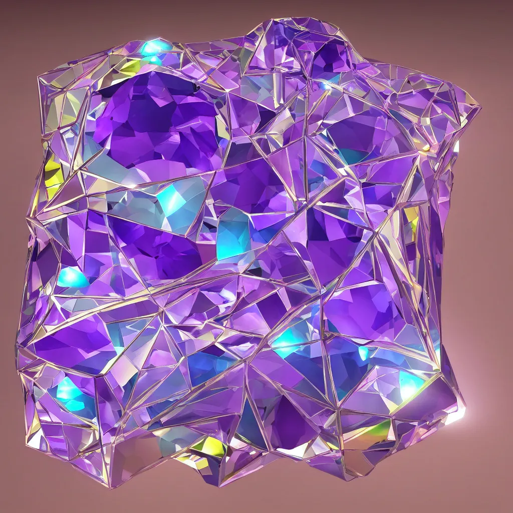 Image similar to amethyst gemstone prism geo stylized multicolorful global illumination ray tracing advended technologie