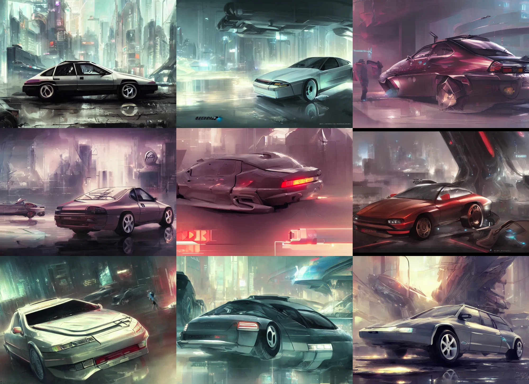 Image similar to concept art, Citroën XM (1994), retro cyberpunk, Krenz Cushart, Ross Tran