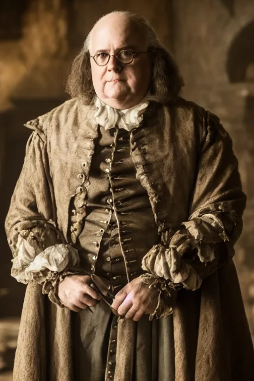 Prompt: benjamin franklin in game of thrones. dslr, 5 0 mm, f / 2. 8, studio lighting