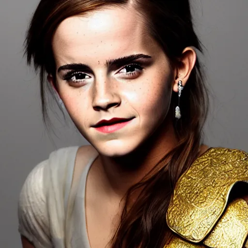 Image similar to Emma Watson as a greek statue, studio lighting