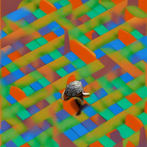 Image similar to Goro Fujita ilustration aerial view of a turtle walking through a maze of round colored stones, painting by Goro Fujita, sharp focus, highly detailed, ArtStation