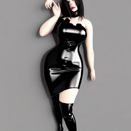 Prompt: a curvy feminine pale goth cutie in an elaborate black latex-leather-rubber tight tube dress, with a thin waist, tube-top, cgsociety, photorealistic, sublime-comfy-elegant ambience, 16k, smooth, sharp focus, trending on ArtStation, volumetric lighting, fully clothed, worksafe