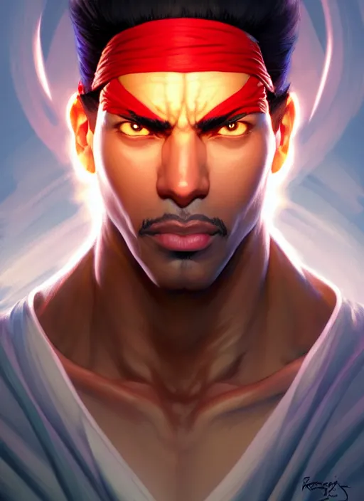 Prompt: symmetry!! portrait of rashid, street fighter iv, global illumination!! intricate, elegant, highly detailed, digital painting, artstation, concept art, smooth, sharp focus, illustration, art by artgerm and greg rutkowski and alphonse mucha