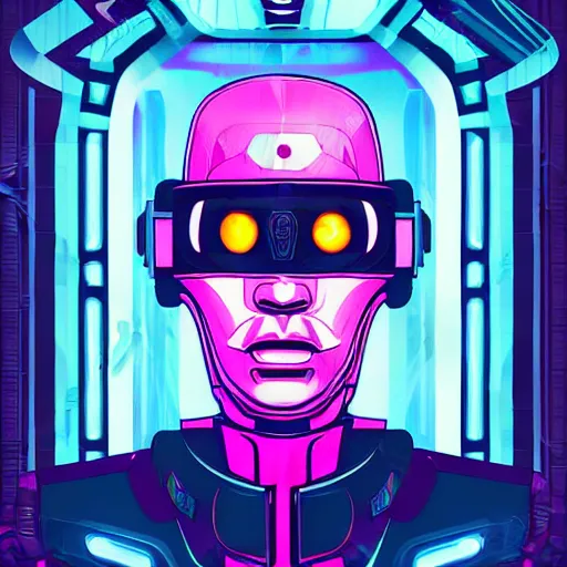 Prompt: Cyberpunk Robot police Mugshot with cyberpunk aesthetic, digital art made