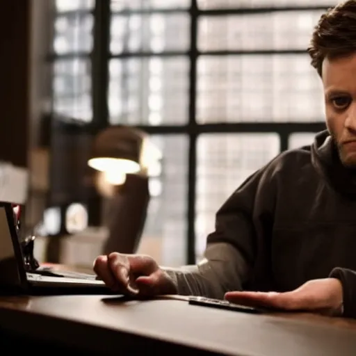 Prompt: A programmer expertly wrangling code late at night, intensely focused, coffee on his desk, highly detailed, sharp focus, cinematic lighting, dramatic still from Mr Robot