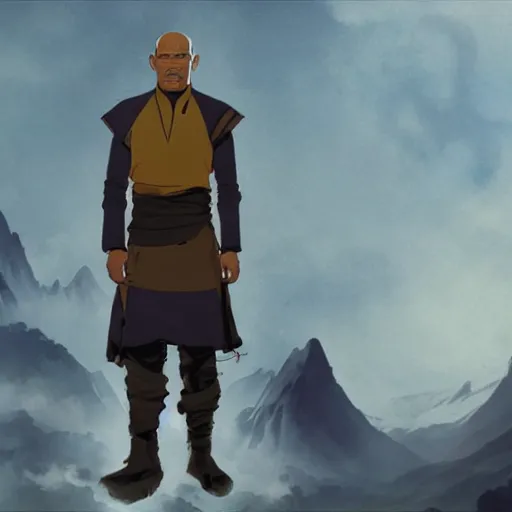 Image similar to Laurence Fishburne in Avatar: the last airbender, designed by Bryan Konietzko, by Greg Rutkowski