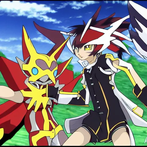 Prompt: anime digimon. angemon and devimon are fighting