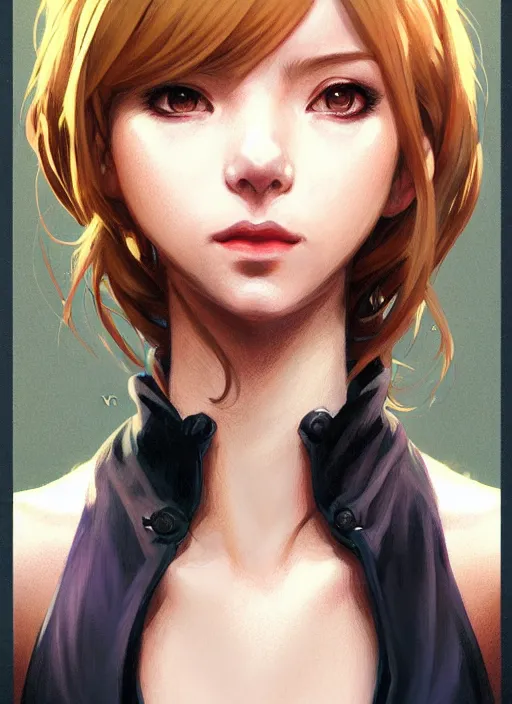 Image similar to portrait of a full body of beautiful young female detective, d & d, sleeveless turtleneck, fantasy, flat lighting, intricate, highly detailed, digital painting, artstation, concept art, smooth, sharp focus, illustration, misa amane, art by simon bisley and greg rutkowski and alphonse mucha, natural tpose