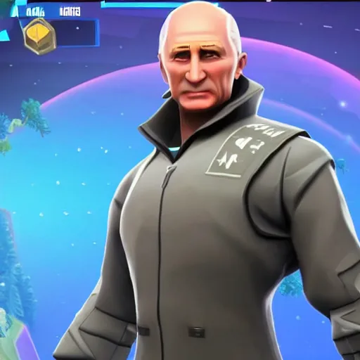 Image similar to vladimir putin as fortnite character, gameplay screenshot