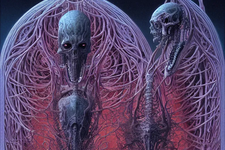 Image similar to that is not dead which can eternal lie and with strange aeons even death may die, intricate, ultra high definition, ultra detailed, symmetry, sci - fi, dark fantasy, by wayne barlowe