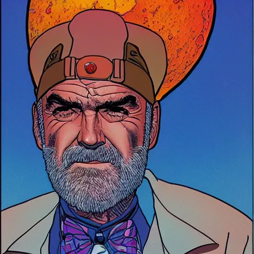 Image similar to sean connery retro minimalist portrait moebius starwatcher comic by jean giraud, 8 k