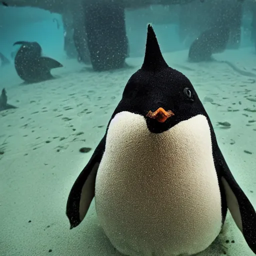 Image similar to a shoggoth shaped like a penguin, national geographic photo