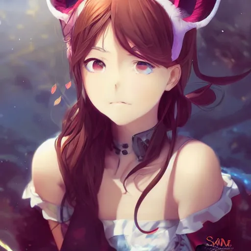 Prompt: An anime portrait of beautiful girl with cat ears by Stanley Artgerm Lau ,WLOP Rossdraws ,James Jean, Andrei Riabovitchev, Marc Simonetti and Sakimicha