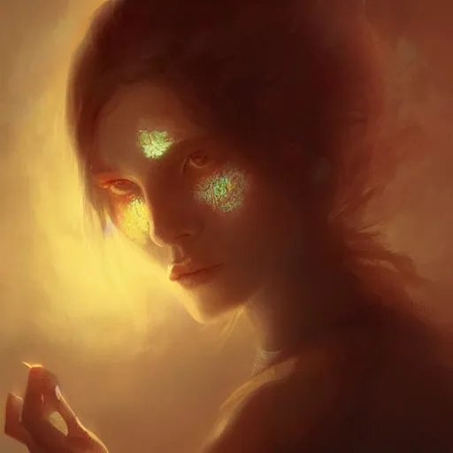 Prompt: young beautiful woman, glowing eyes, high detail, dramatic light, digital art, dark, painted by seb mckinnon and greg rutkowski, trending on artstation