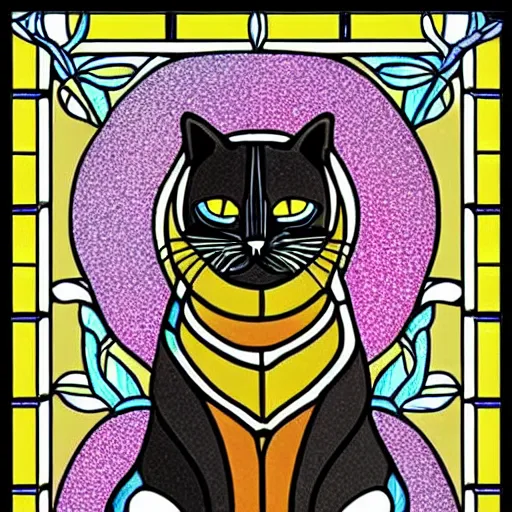 Prompt: a beautiful cat, in the style of stained glass