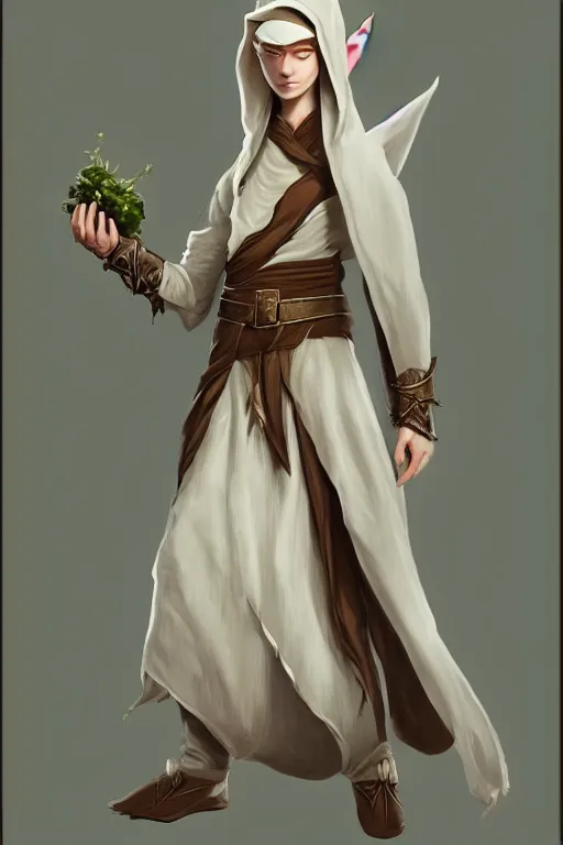 Image similar to beautiful, digital art, androgynous elf wizard, wearing linen hooded cloth. artstation, by erak note, tooth wu, neil richards, kan liu, siwoo kim