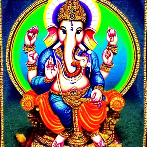 Prompt: a beautiful mosaic of the god ganesh