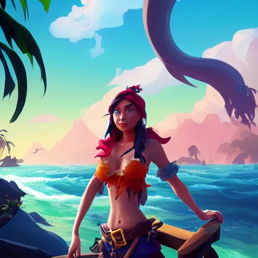 Prompt: jack the pirate mermaid on sea of thieves game avatar hero, behance hd by jesper ejsing, by rhads, makoto shinkai and lois van baarle, ilya kuvshinov, rossdraws global illumination