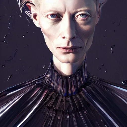 Image similar to hyperdetailed portrait of androgynous tilda swinton as desire of the endless, the sandman, made by caravaggio stanley artgerm lau wlop rossdraws artstation cgsociety concept art cgsociety octane render