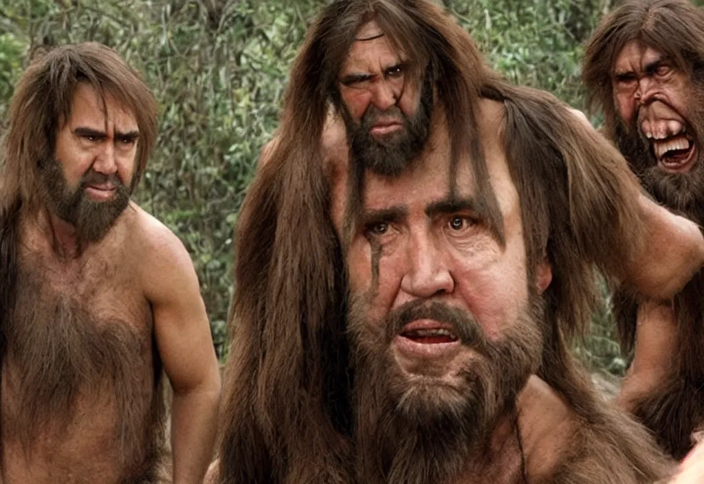 Image similar to nicholas cage as a caveman